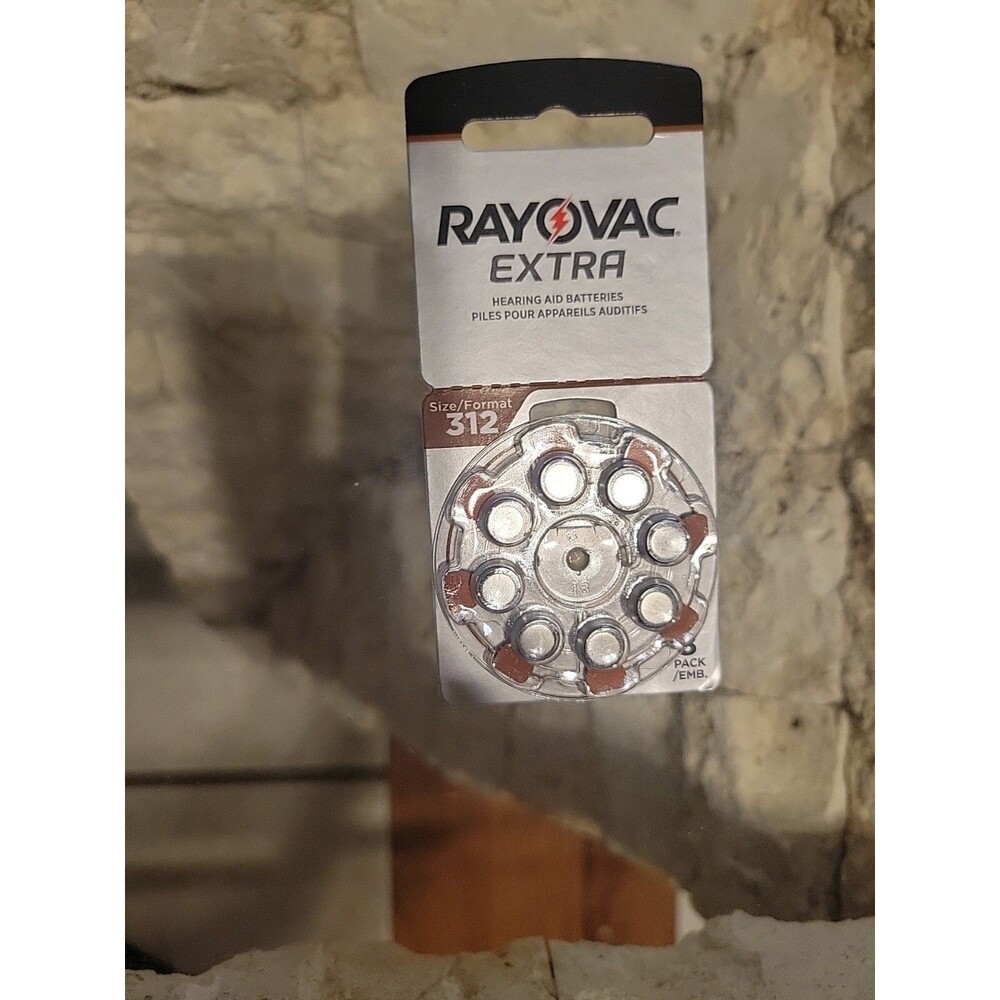 Rayovac 312 Extra Hearing Aid Batteries 1.45 volt, Sz 312AE-8A Pack of 8